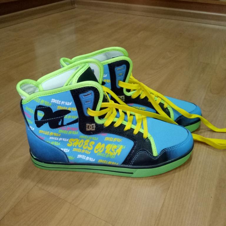 Brand New DC 301940 Blue Neon Green Admiral Model Skateboard Shoes Limited Edition