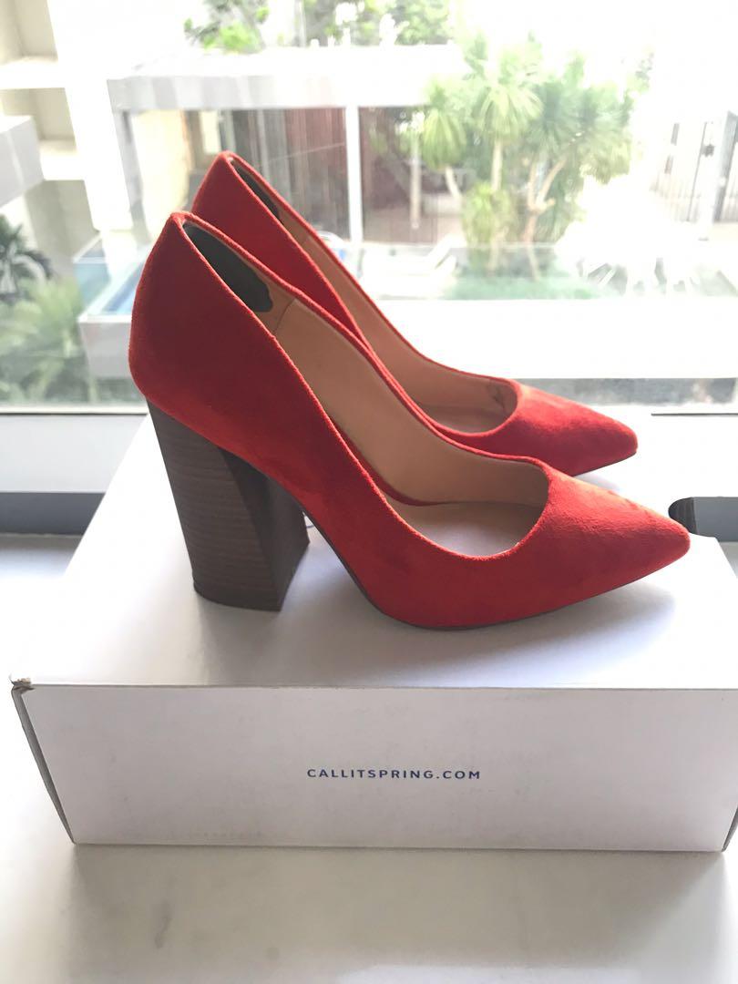 Call it Spring Velvet Dark Orange Heels Women s Fashion Footwear