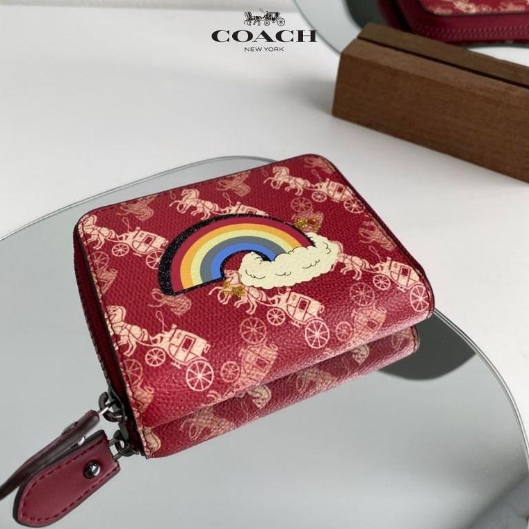 COACH Small Zip Around Wallet With Rainbow Horse And Carriage