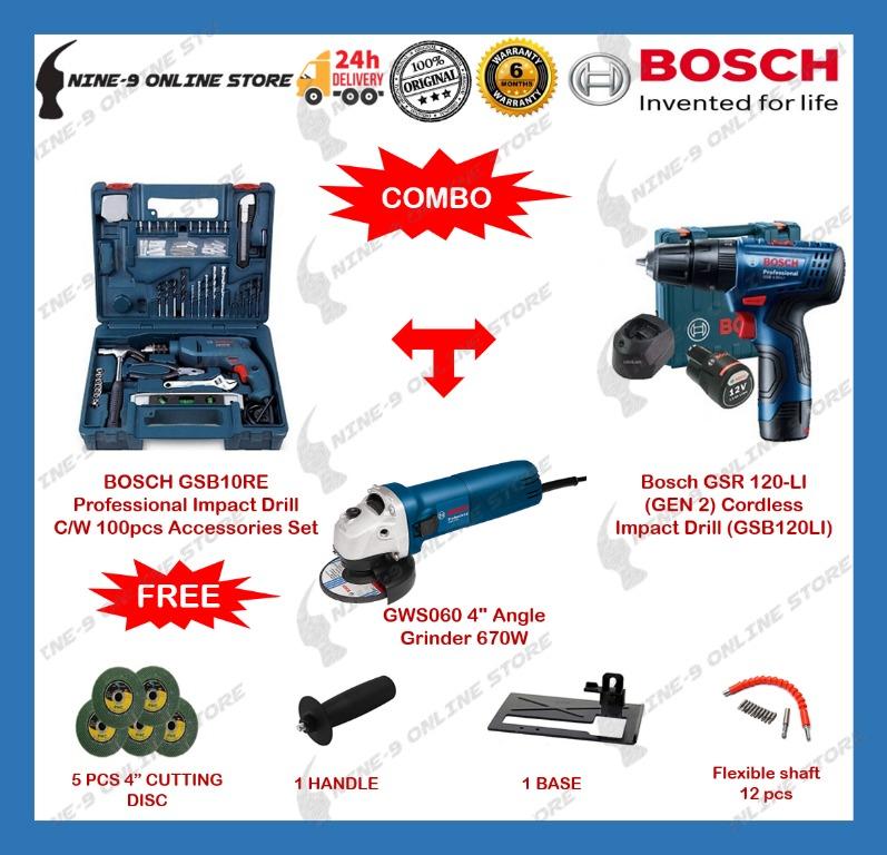 Bosch drill shop and grinder set