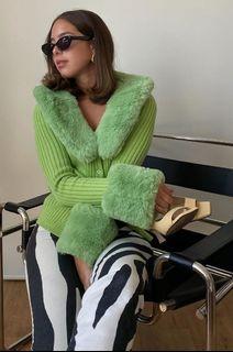 Gina Green Furry Cardigan
