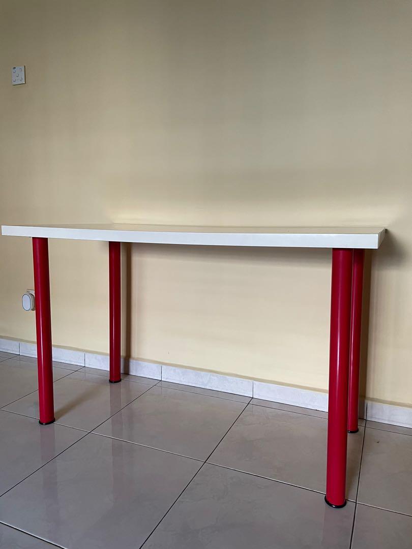 IKEA table red legs, Furniture & Home Living, Furniture, Tables & Sets