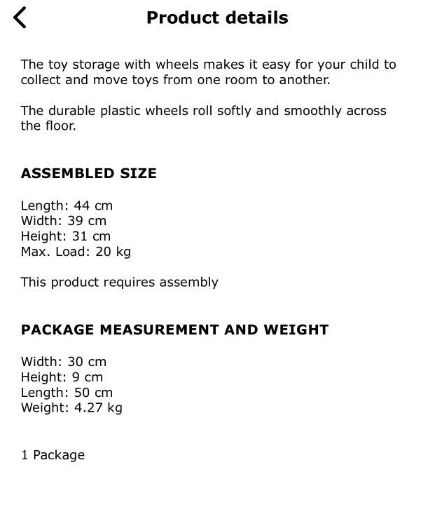 IKEA toy storage box with wheel wood storage box, Furniture & Home