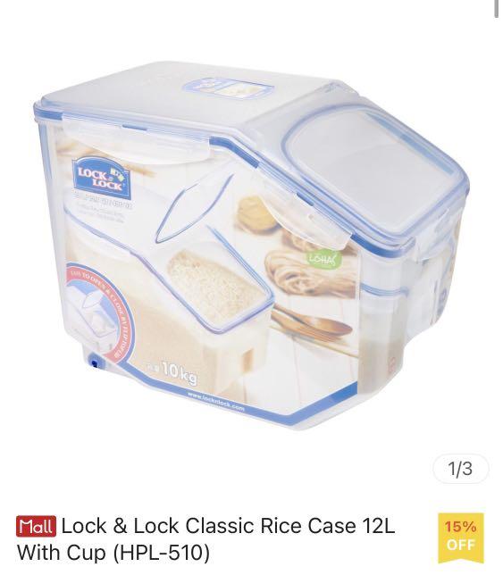 Lock & Lock Classic Rice Case/Bin/Storage 12L With Cup (HPL510