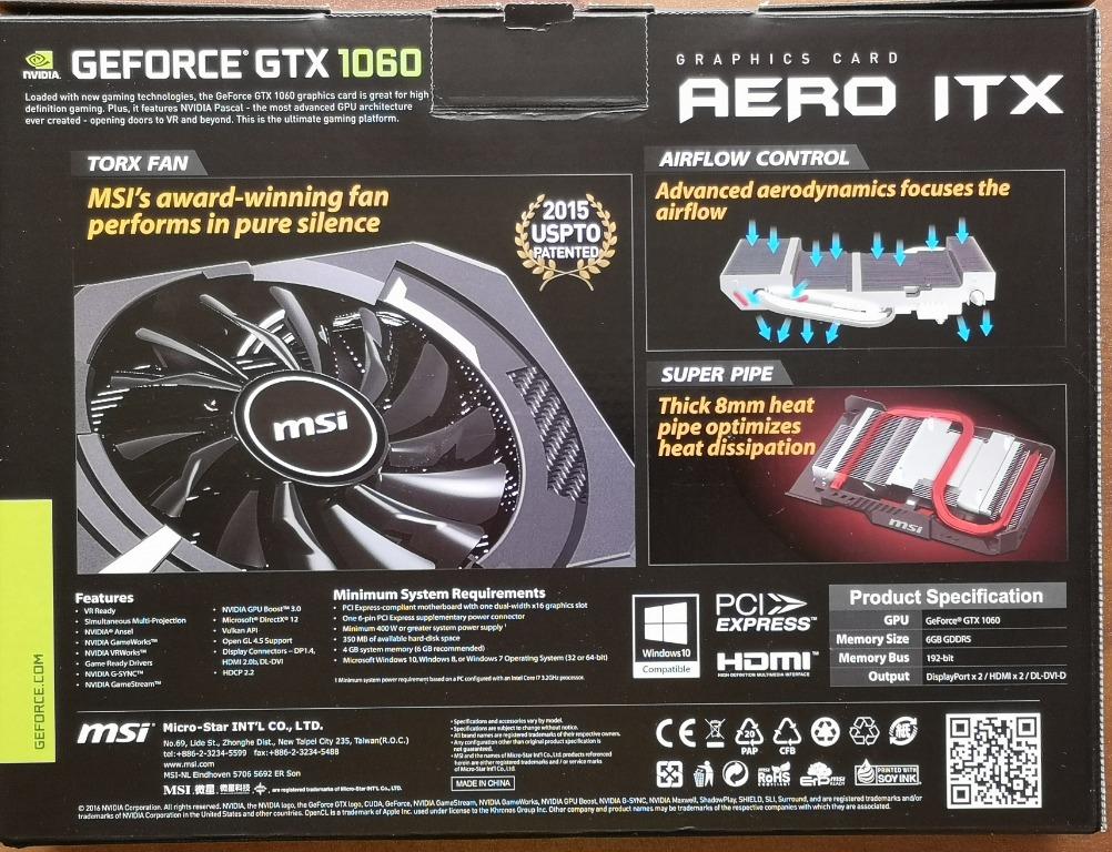 Geforce gtx 1060 hotsell aero itx 6g oc