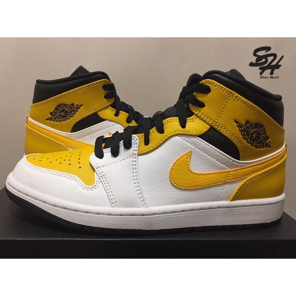 AIR JORDAN 1 MID “University Gold” 白黃黑554724-170, 他的時尚, 鞋