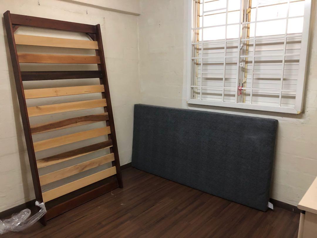 Picket&Rail roller bed frame and IKEA mattress, Furniture & Home Living