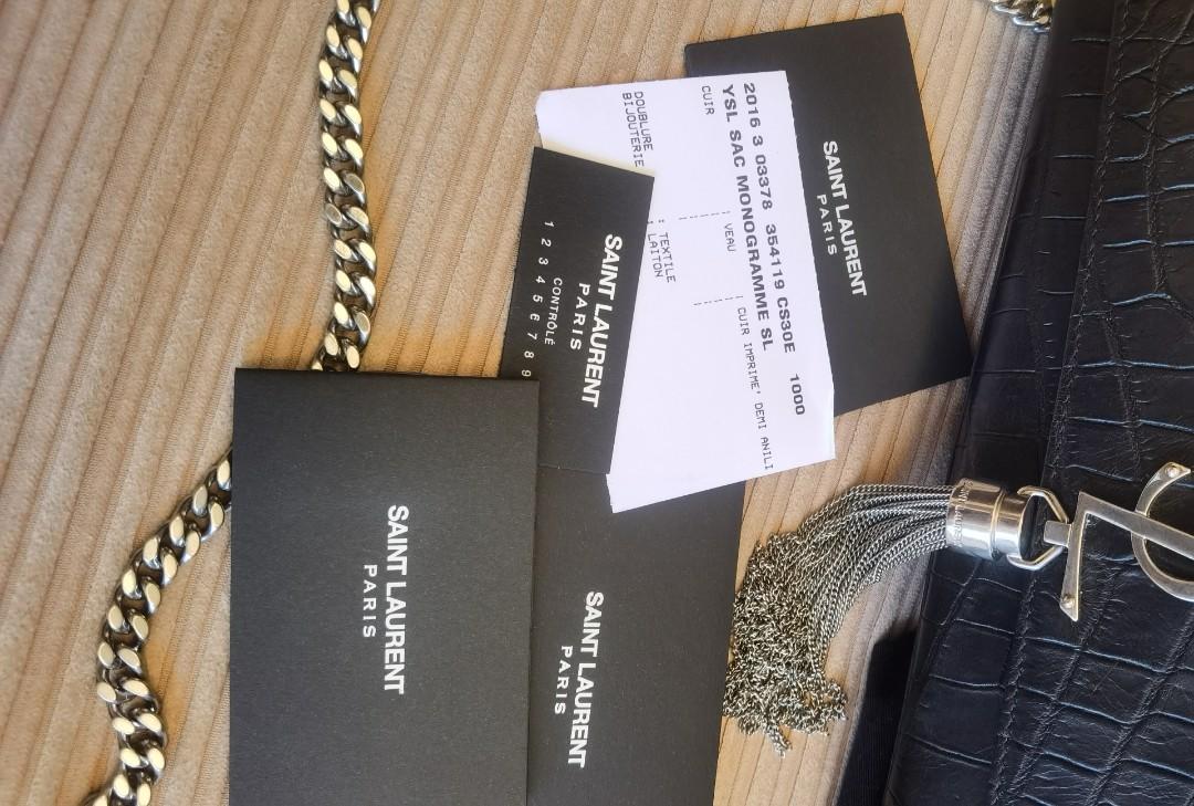 Preloved authentic Ysl saint laurent medium kate tassel mock croc