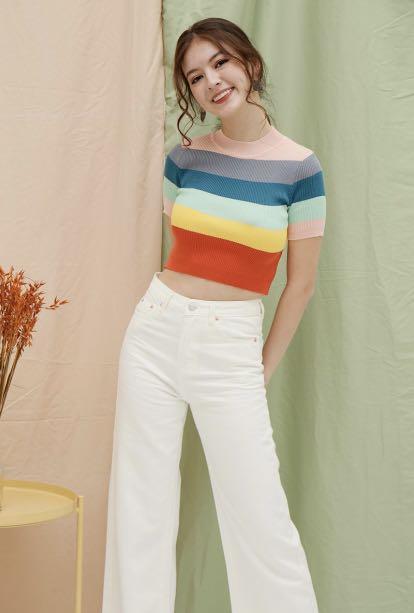 Rainbow knit crop top outlet
