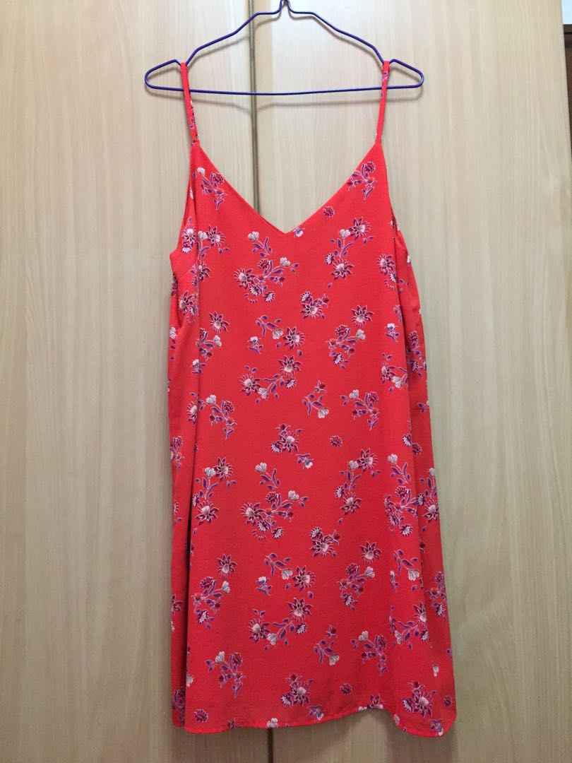 Red floral slip dress Outlet