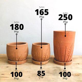 Terracotta pots with designs