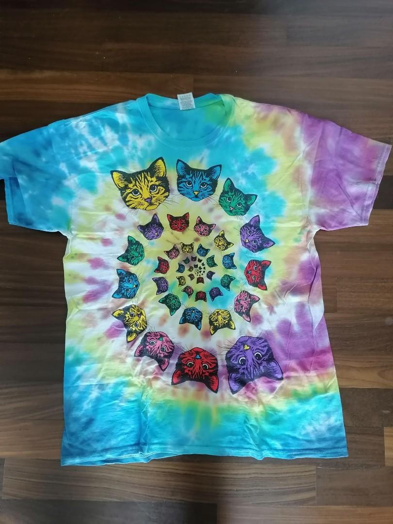 Tie dye cat print t shirt Women s Fashion Tops Shirts on Carousell