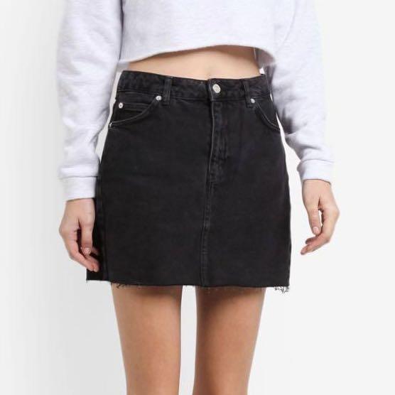 Black ripped denim top skirt topshop