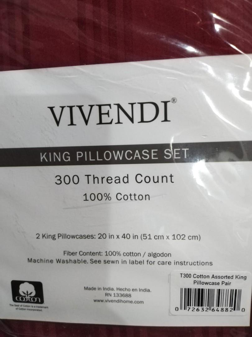 VIVENDI KING PILLOWCASE SET, Furniture & Home Living, Bedding & Towels