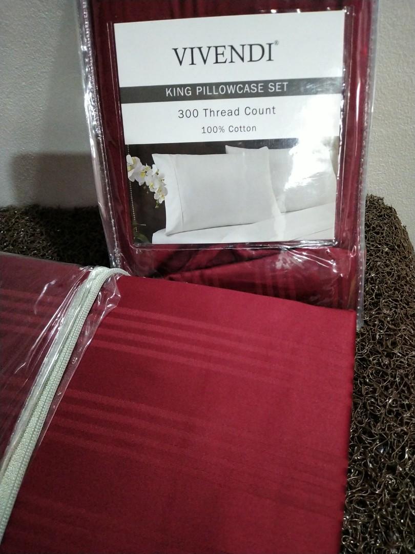 VIVENDI KING PILLOWCASE SET, Furniture & Home Living, Bedding & Towels