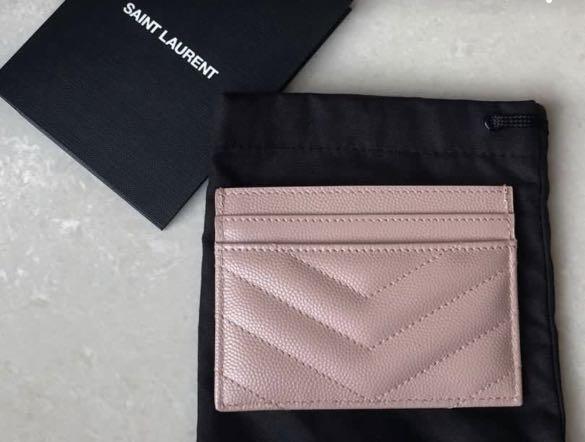 Ysl card case pink best sale