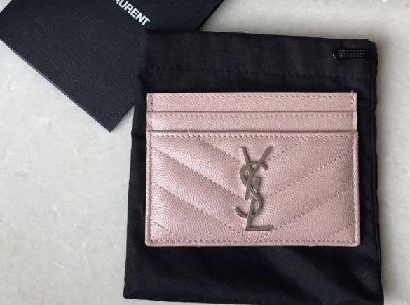 Authentic YSL light pink card holder authentic BNIB, Women's Fashion, Bags  & Wallets, Wallets & Card Holders on Carousell