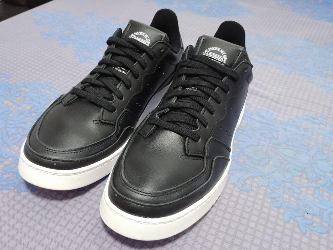 Adidas SUPERCOURT black US 12.5 UK 12 leather top good condition Men s Fashion Footwear Sneakers on Carousell