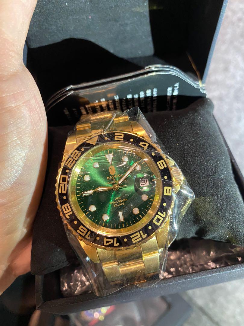 Bapex gold cheap watch