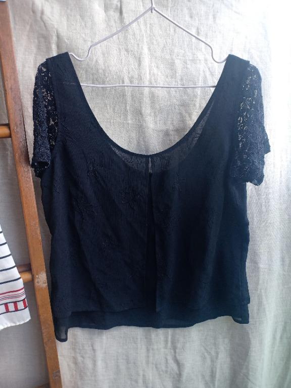 black deep neck top