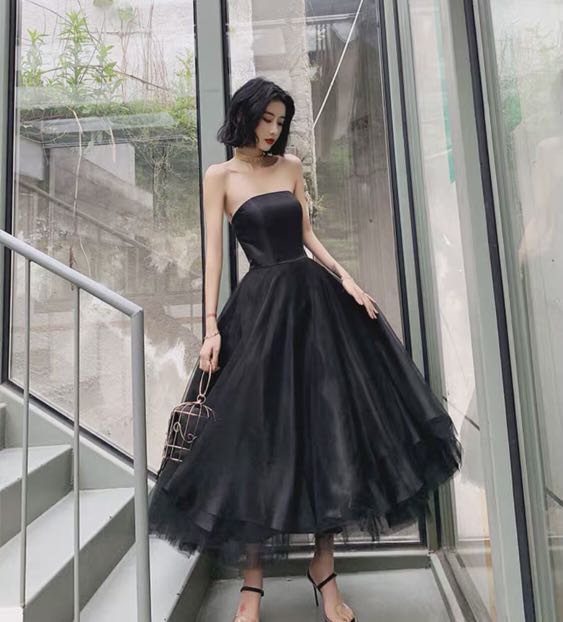 Black tulle midi dress shop