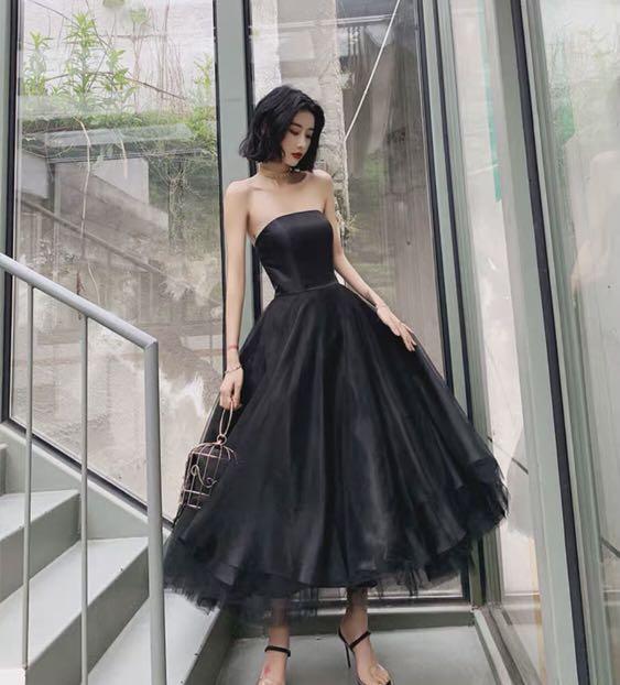 Black midi tulle dress hotsell
