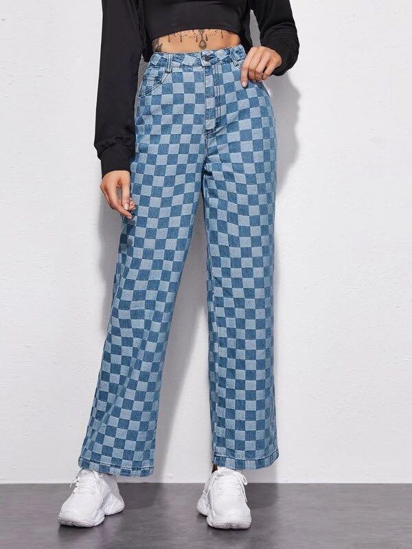 Checkered jeans womens discount