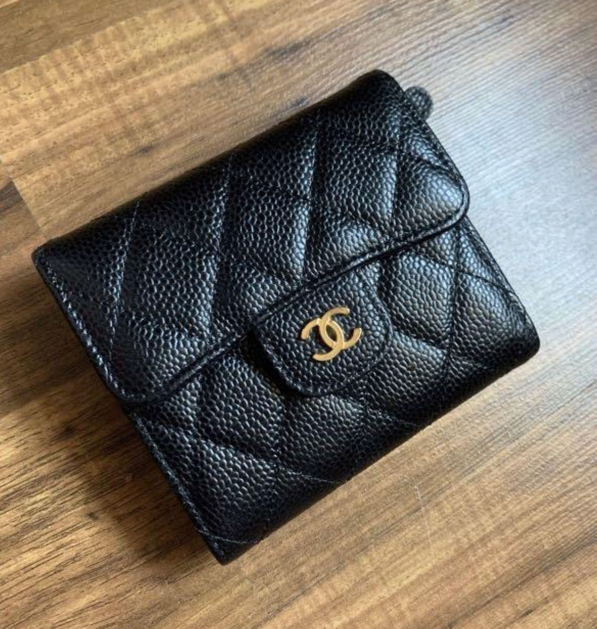 Chanel Compact Wallet Caviar Gold, Luxury, Bags & Wallets on Carousell