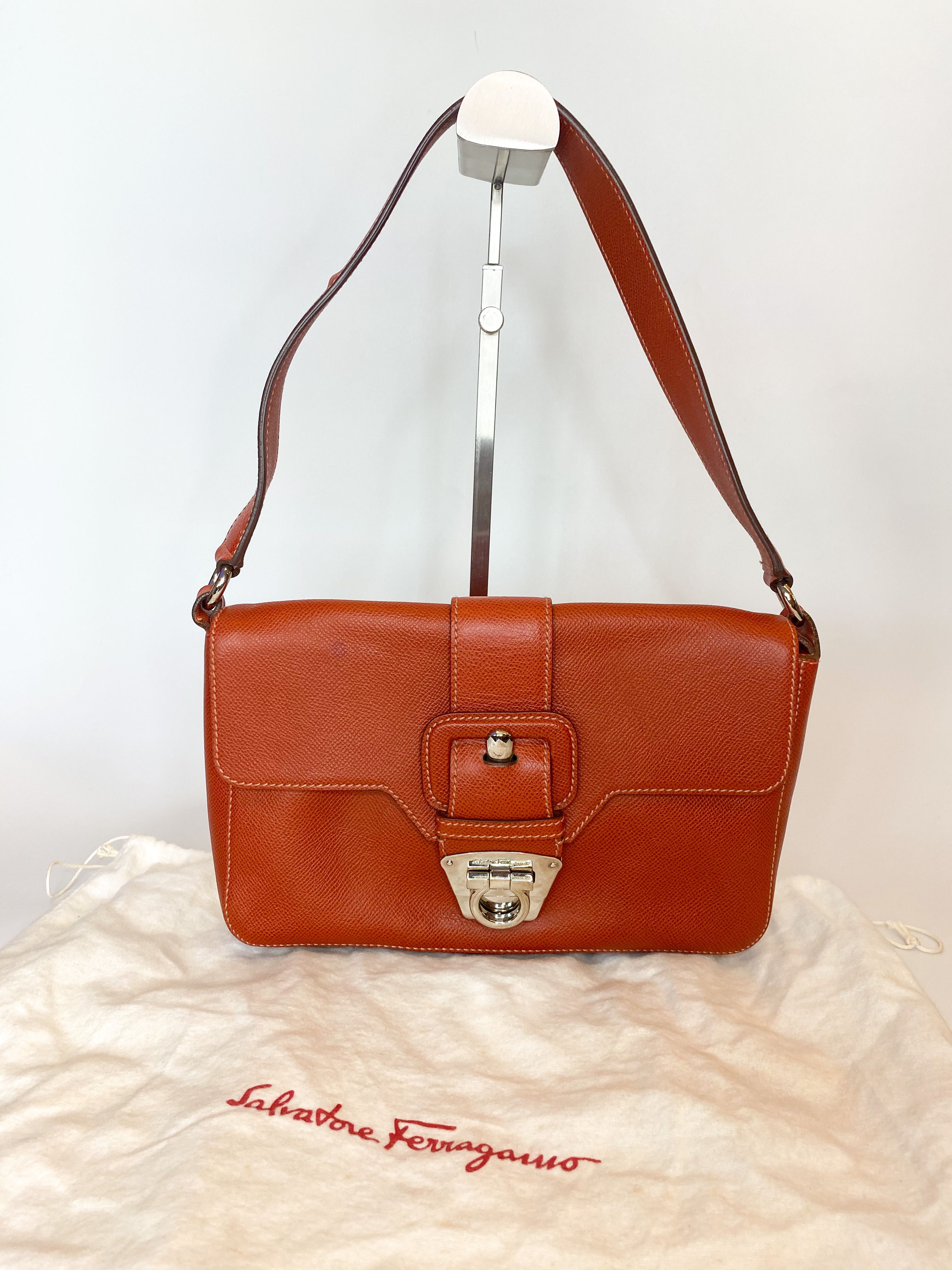 Salvatore Ferragamo Leather Shoulder Bag, Luxury, Bags & Wallets 