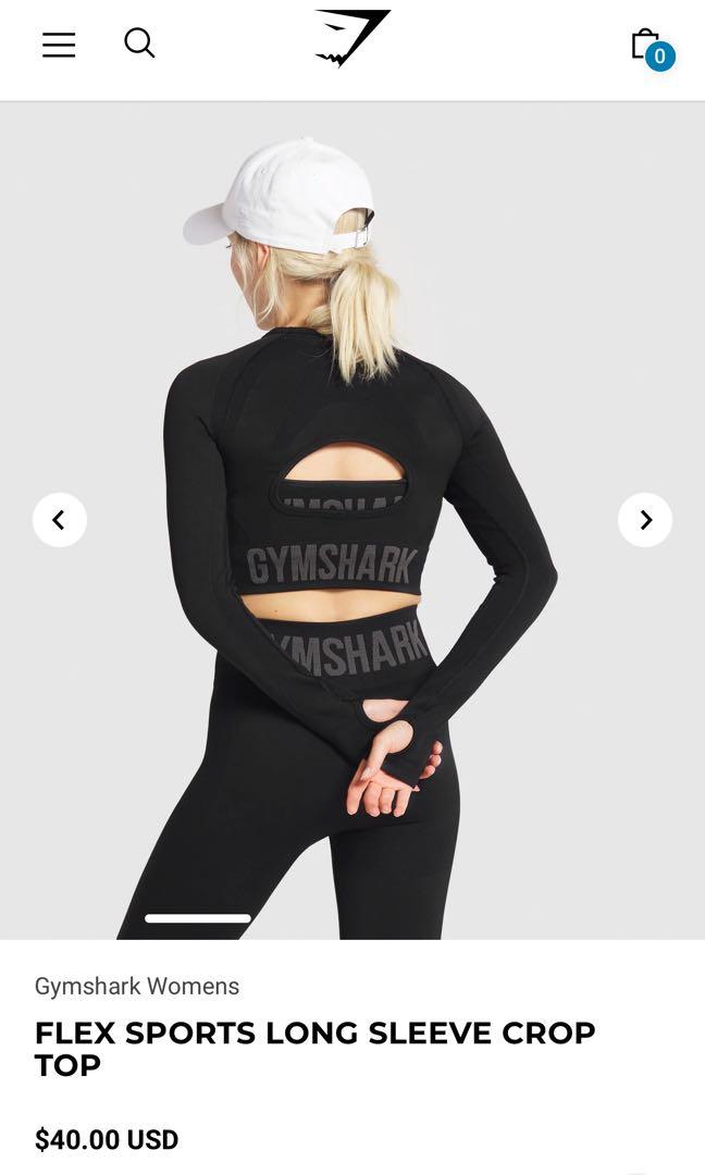 BNWT GYMSHARK CROSSOVER LONG SLEEVE CROP TOP, Women's Fashion, Activewear  on Carousell