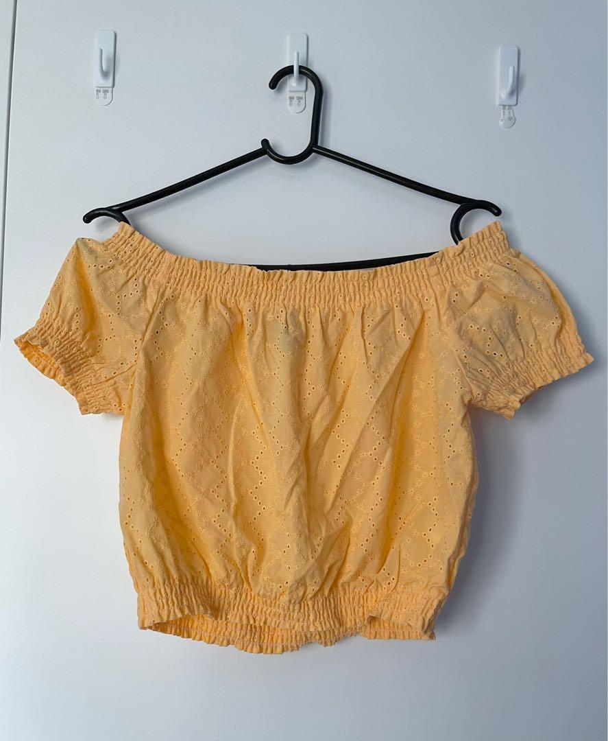 yellow broderie top