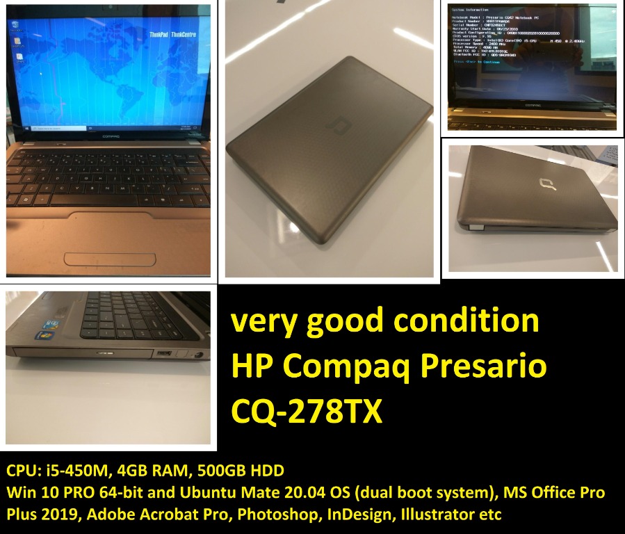 Laptop Hp Compaq Presario Cq42 278tx I5 450m 4gb Ram 500gb Hdd Win 10 Pro Ms Office 2019 Etc Computers Tech Laptops Notebooks On Carousell