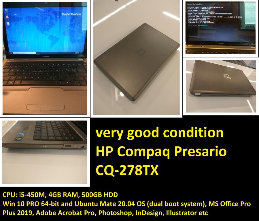 LAPTOP: HP Compaq Presario CQ42-278TX, i5-450M, 4GB RAM, 500GB HDD