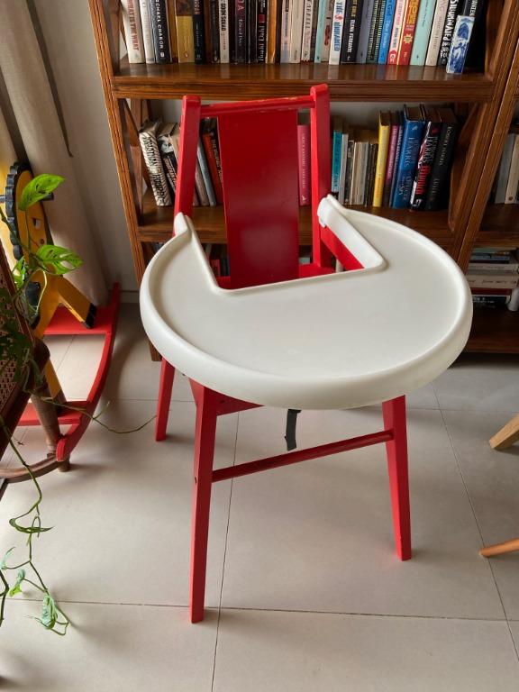 IKEA BLAMES Red High Chair Babies Kids Nursing Feeding Baby High Chairs on Carousell