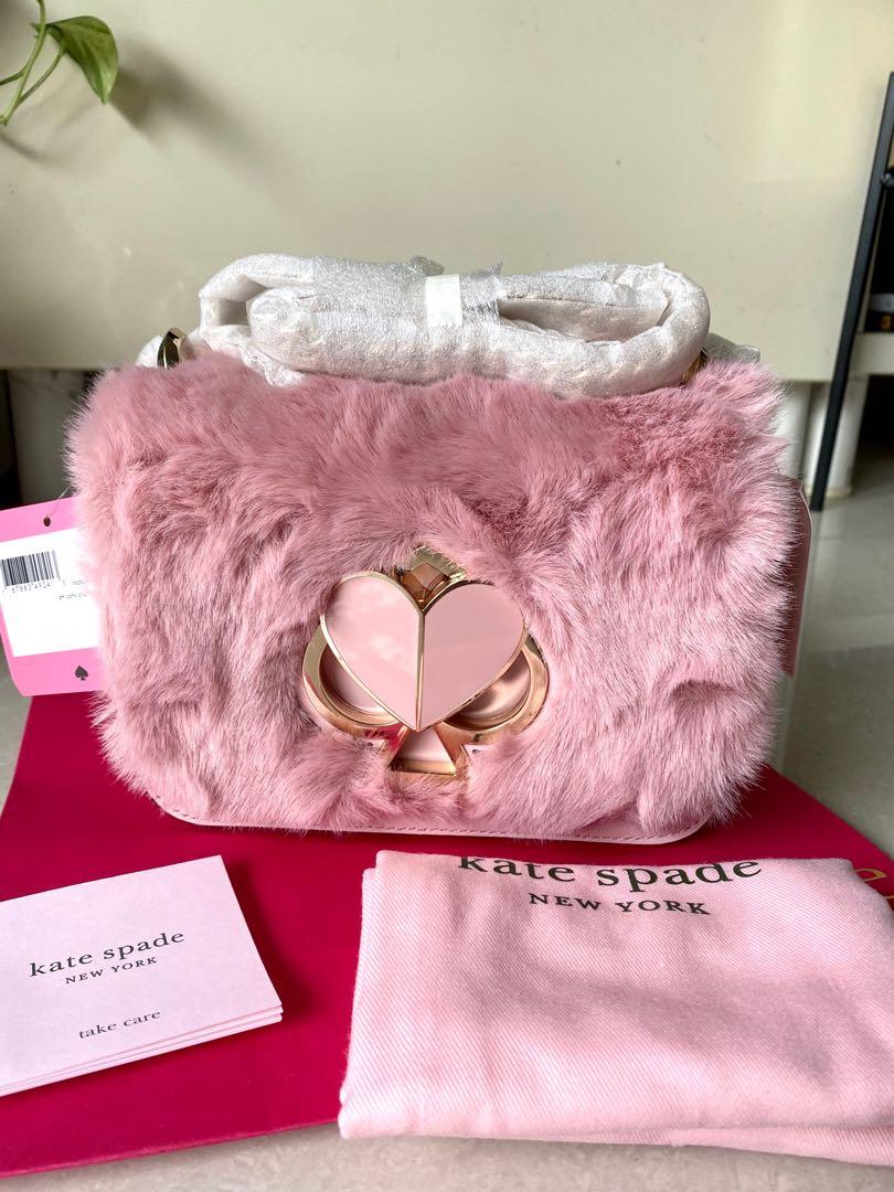 Kate Spade Nicola Faux Fur Twistlock Chain Wallet - Depop