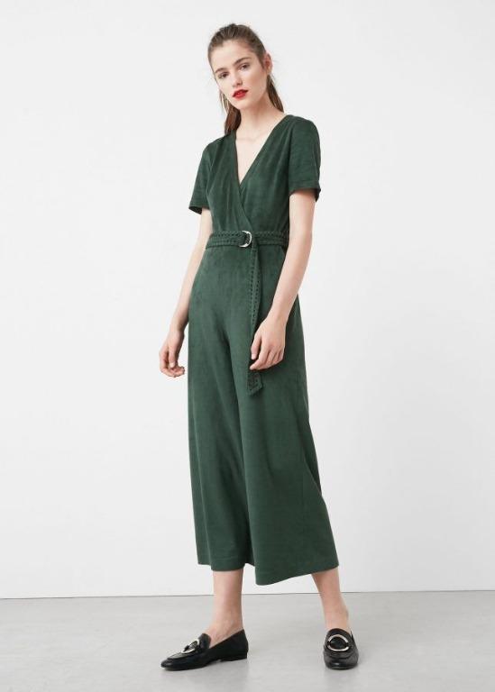 Mango green suede jumpsuit cheap