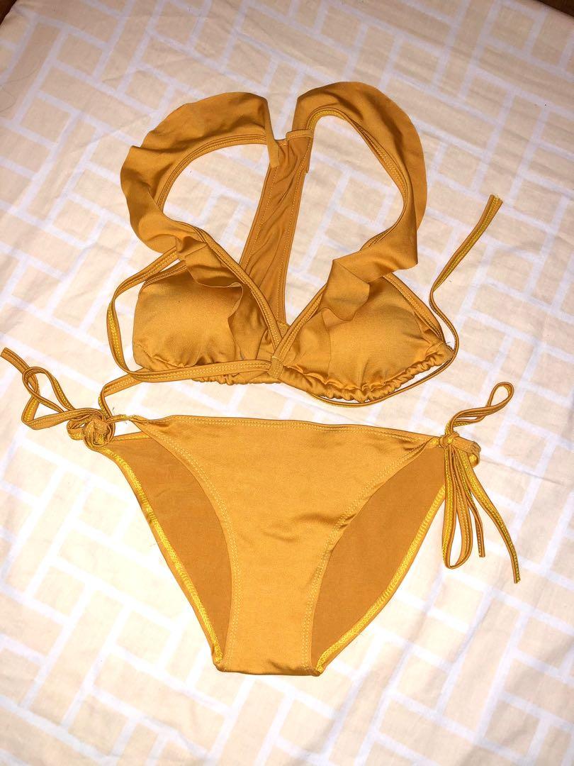 Mustard Yellow Bikini set Women s Fashion Swimwear Bikinis Swimsuits on Carousell