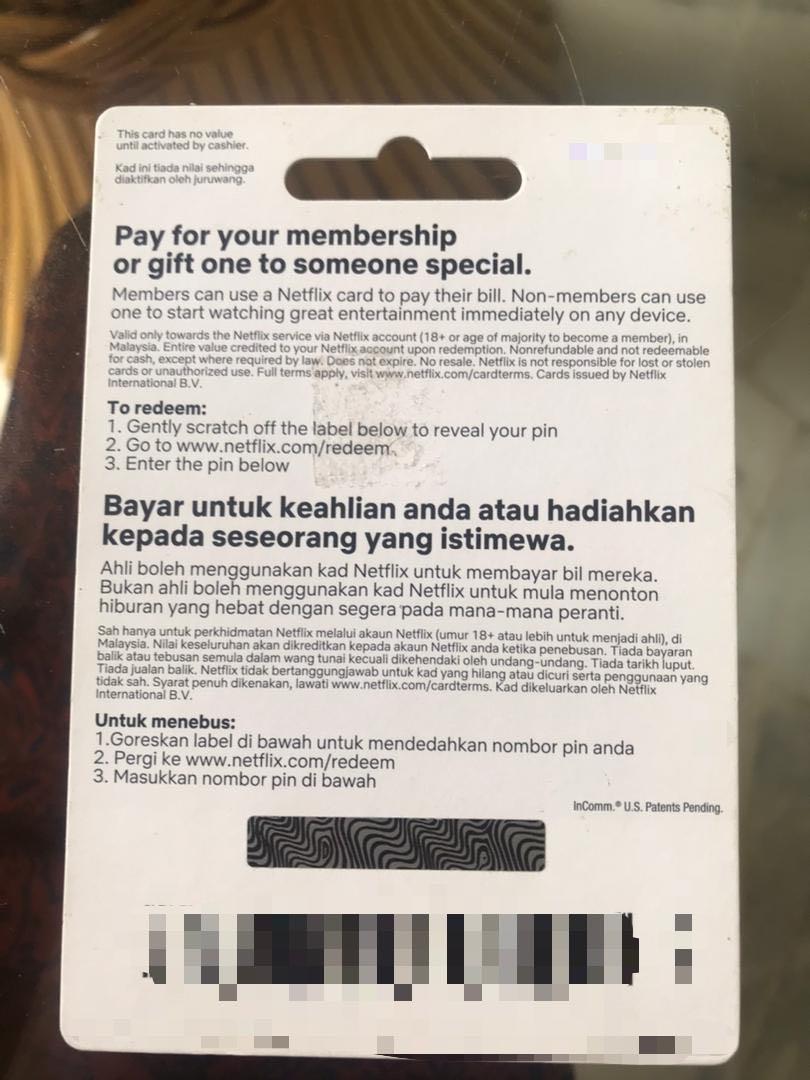 Netflix Gift Card worth RM100, Tickets & Vouchers, Vouchers ...