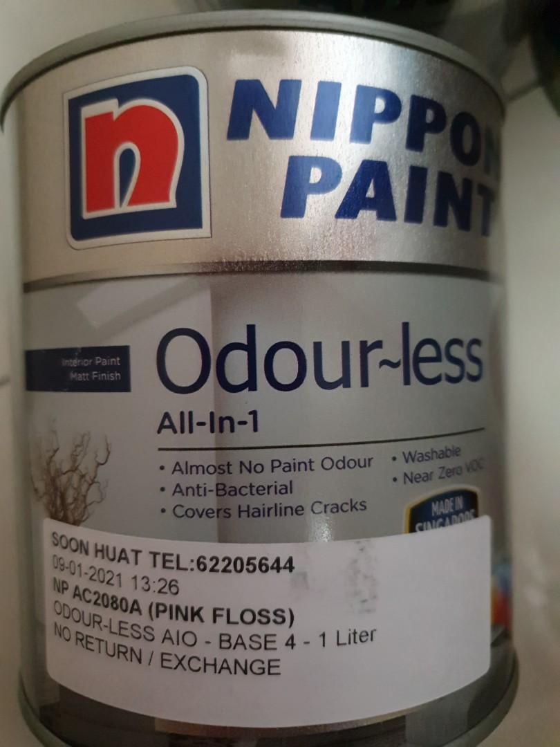 Nippon paint odourless 1 litre pink floss, Everything Else on Carousell