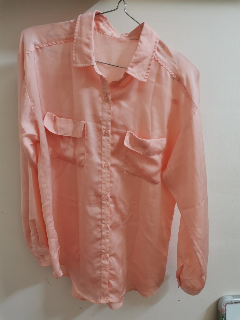 peach satin top