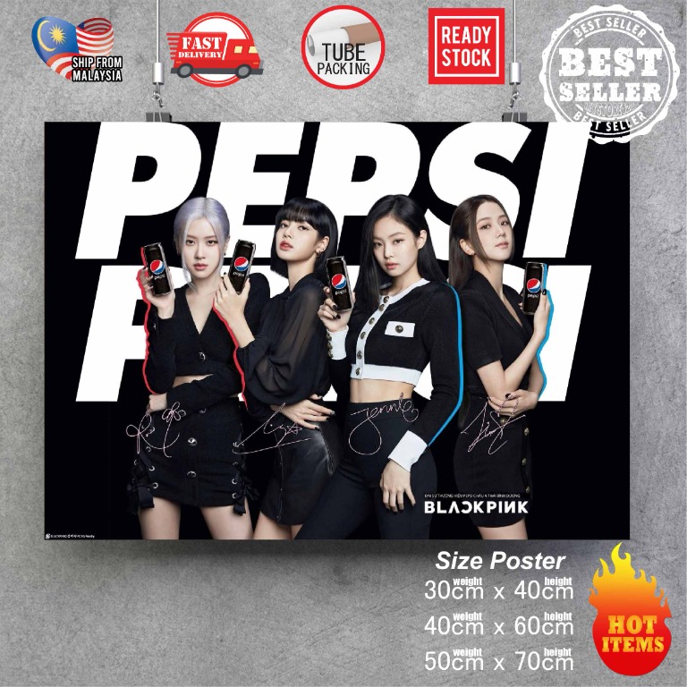 PEPSI x BLACKPINK POSTER LIMITED POSTER with frame, Furniture & Home ...