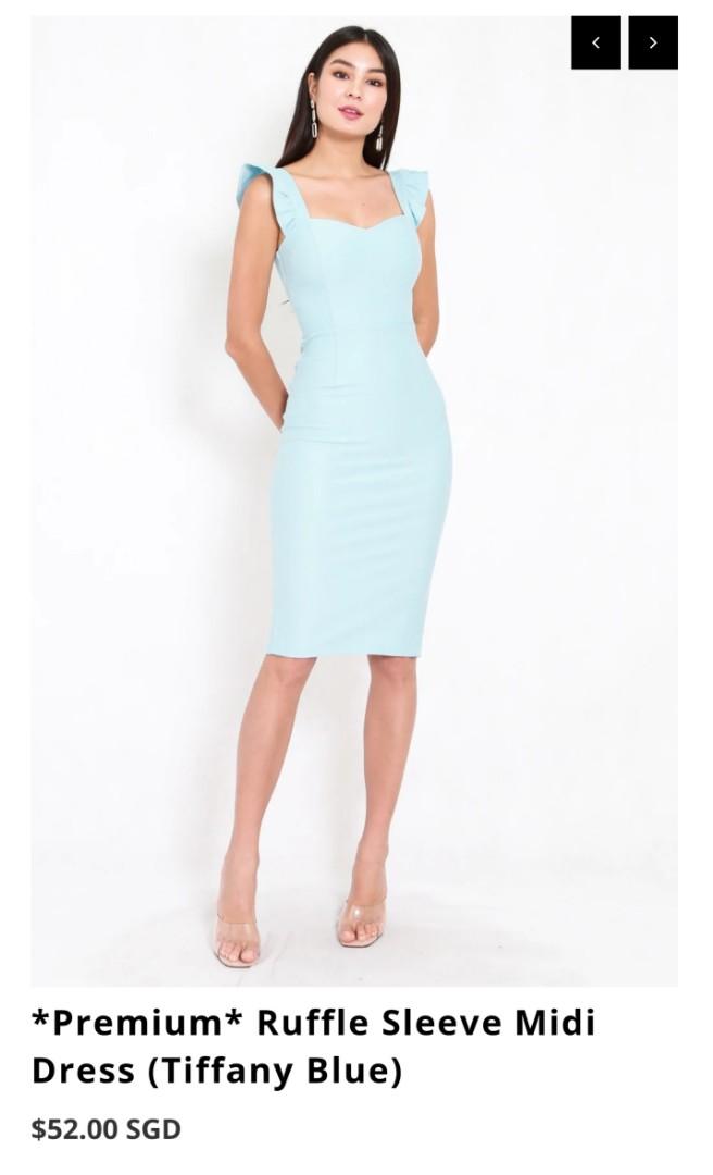 Premium Raffle Sleeve Midi Dress