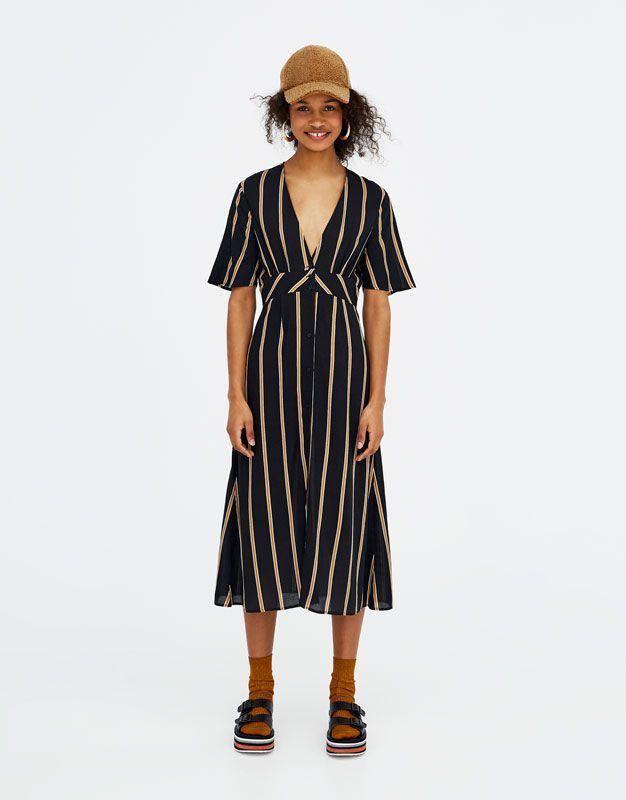 pull bear striped v dress