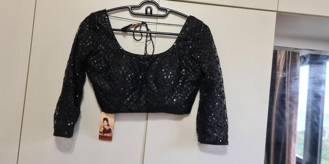 Black long deals sleeve saree blouse