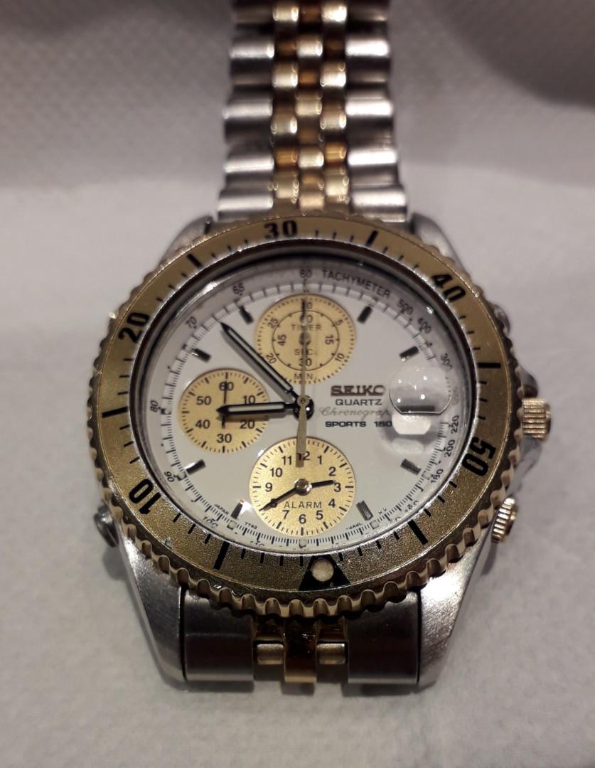 Seiko 7T42-6A5A Sports 150 Diver Two Tone Deployment Chrono Watch, Men's  Fashion, Watches & Accessories, Watches on Carousell