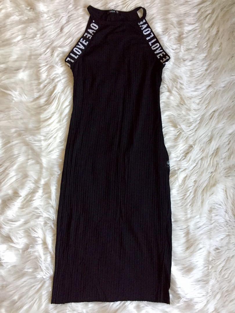 SHEIN Love Black Bodycon Maxi Dress Women s Fashion Dresses