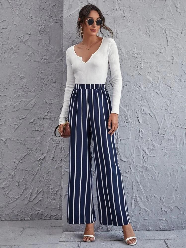 Striped wide leg pants Clearance