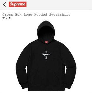 supreme cross box logo hoodie black