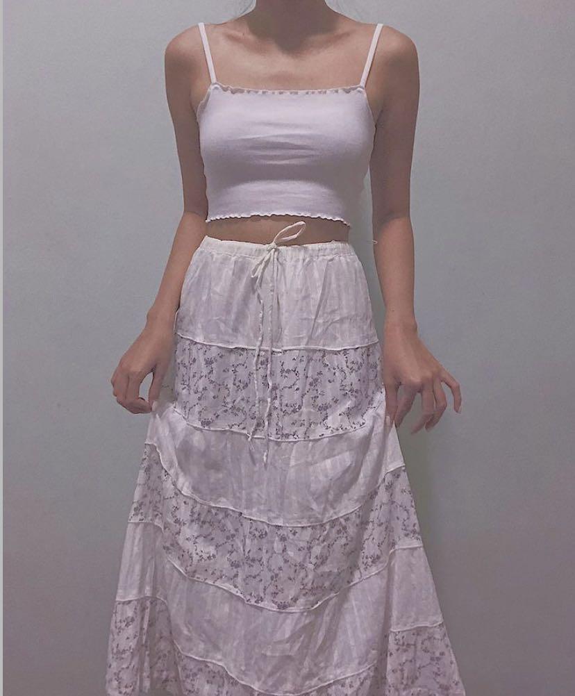 vintage 90s white n purple floral skirt Women s Fashion Bottoms Skirts on Carousell