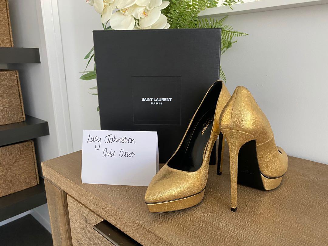 YSL Gold Platform Stilettos 39.5 Women s Fashion Shoes on Carousell